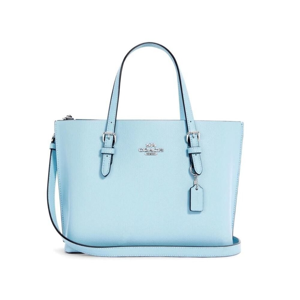 Coach Leather Mollie Tote 25 C4084 💙 Sky Blue SVSW7 NWOT $328